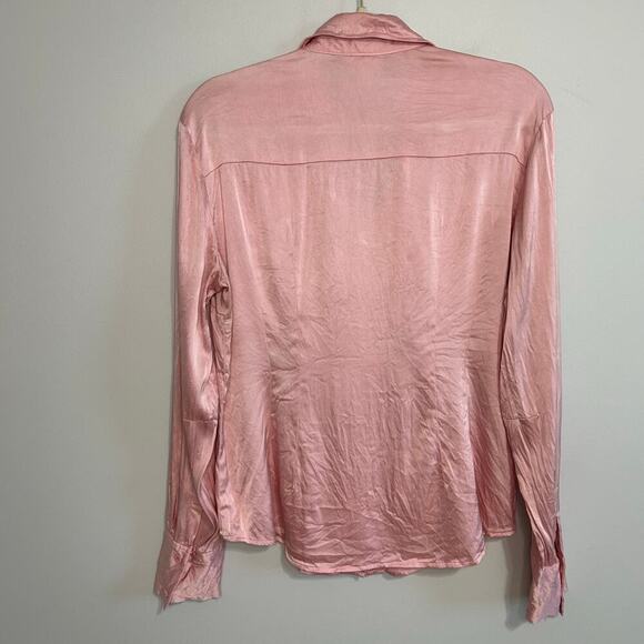 Votre Nom Silk Light Pink Button Down Long Sleeve Blouse Women’s Size Large - Picture 4 of 6